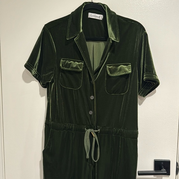 Rachel Antonoff Pants - Rolla's Velvet Olive Green Short-Sleeve Jumpsuit
